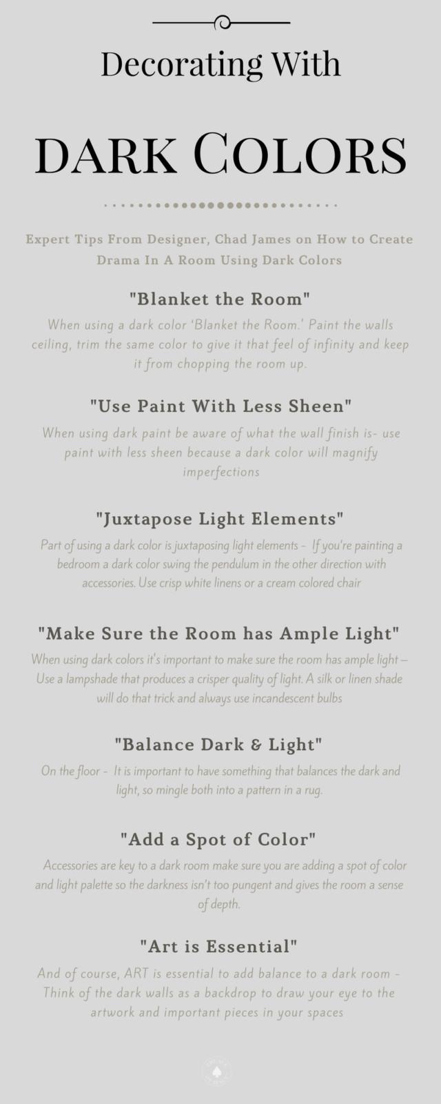 7 Expert Tips For Decorating With Dark Colors, Chad James Group