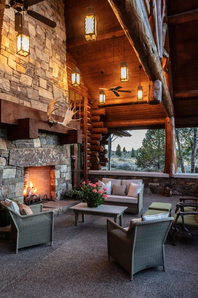 outdoor spaces, montana homes, luxury log cabins, interior design